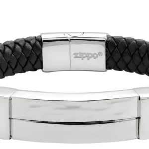 Zippo Double Steel Bar Braided Leather Armband